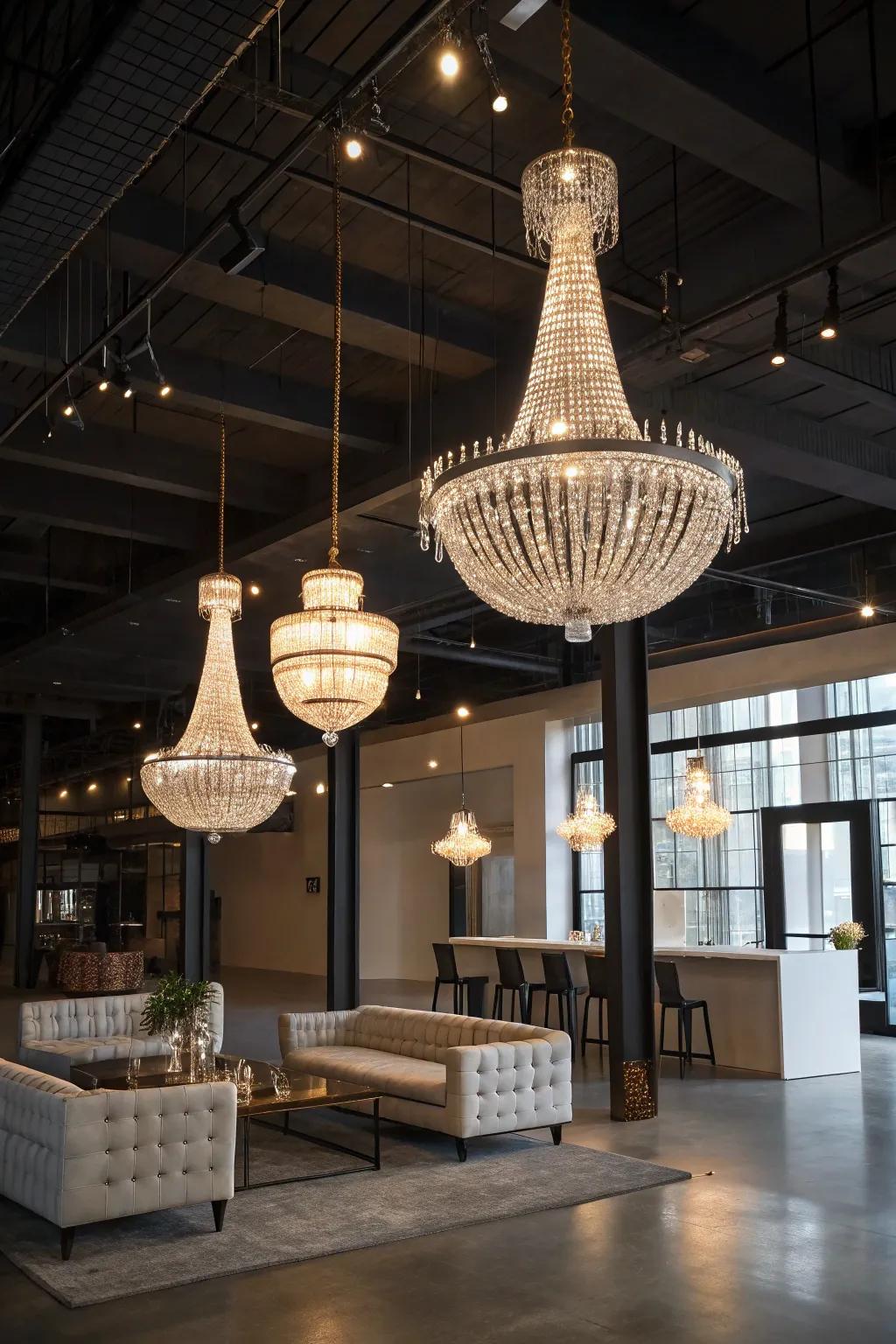 Elegant lighting as a loft's statement piece.