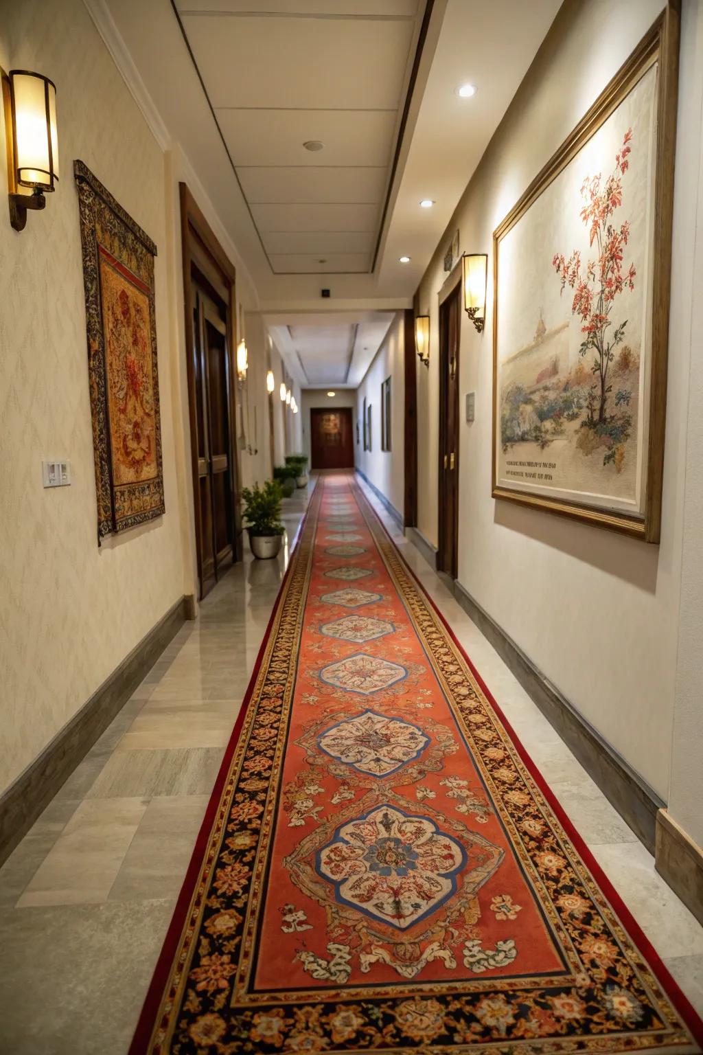 Runners provide warmth and guide the eye through the area.