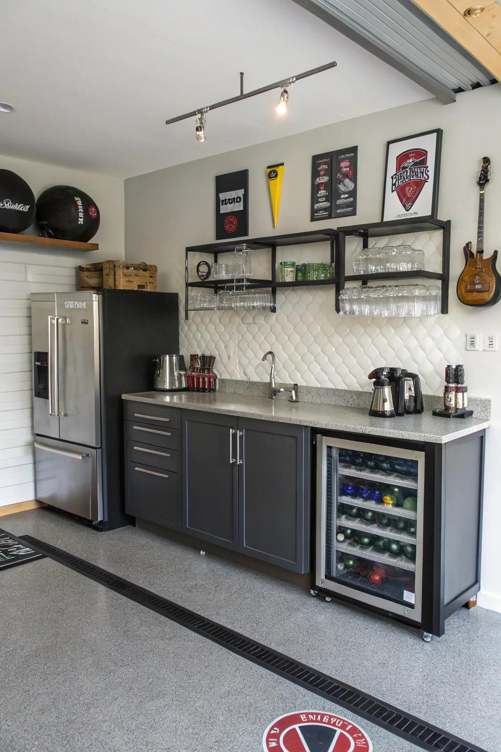 A small bar brings luxury on a budget.