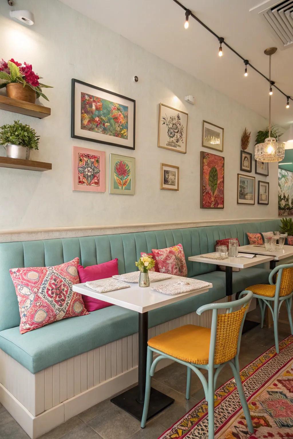 Splashes of color bring energy to a neutral palette.