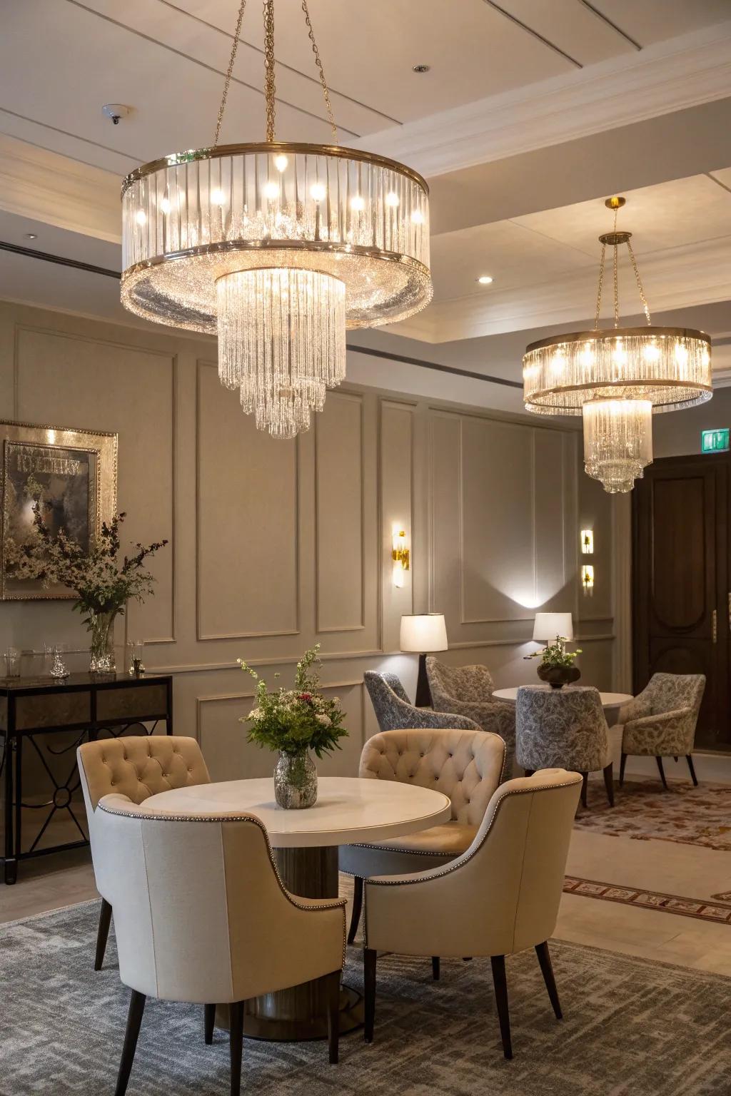 Crystal lighting adds contemporary elegance to any room.