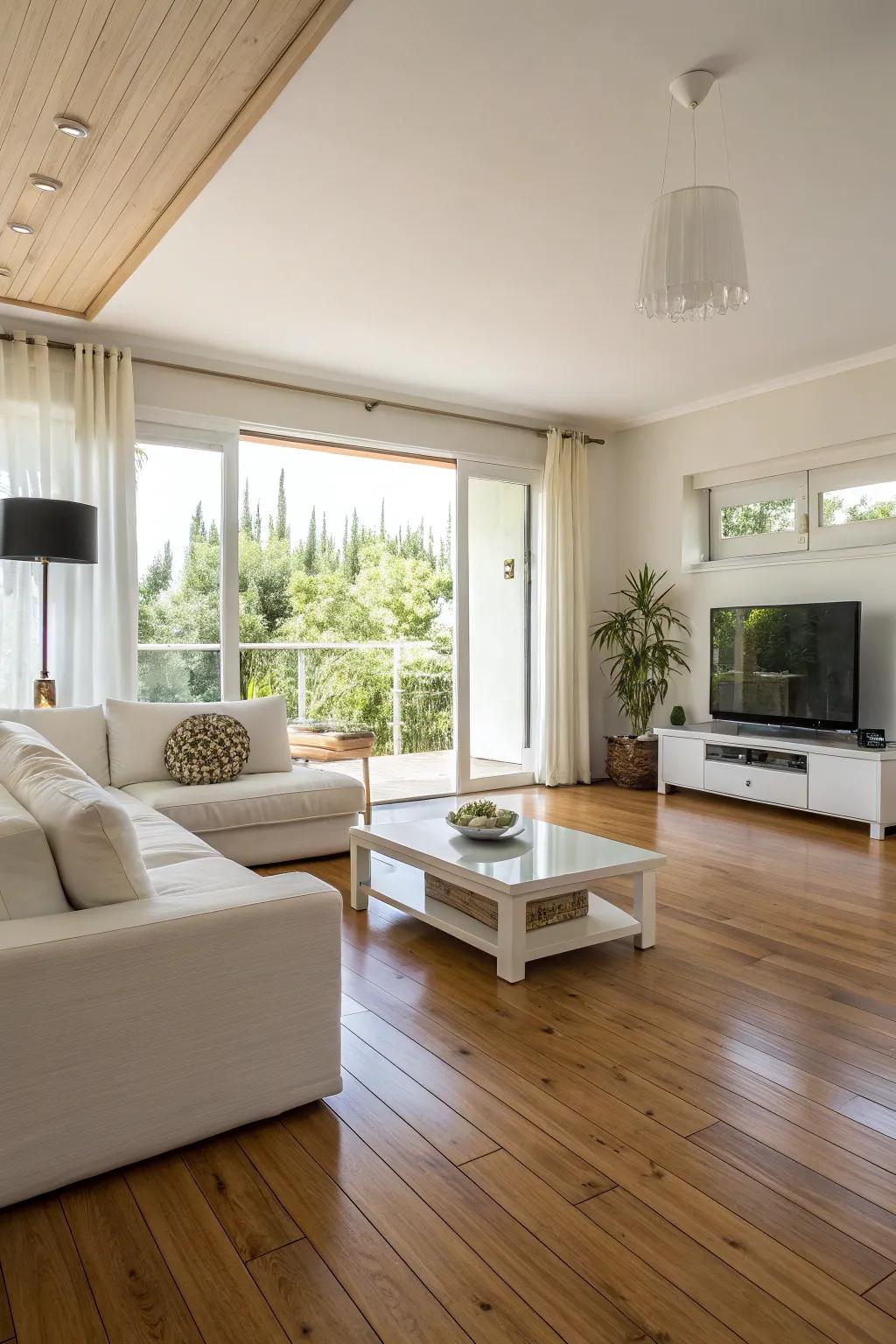 Bamboo flooring offers a modern look with eco-friendly benefits.