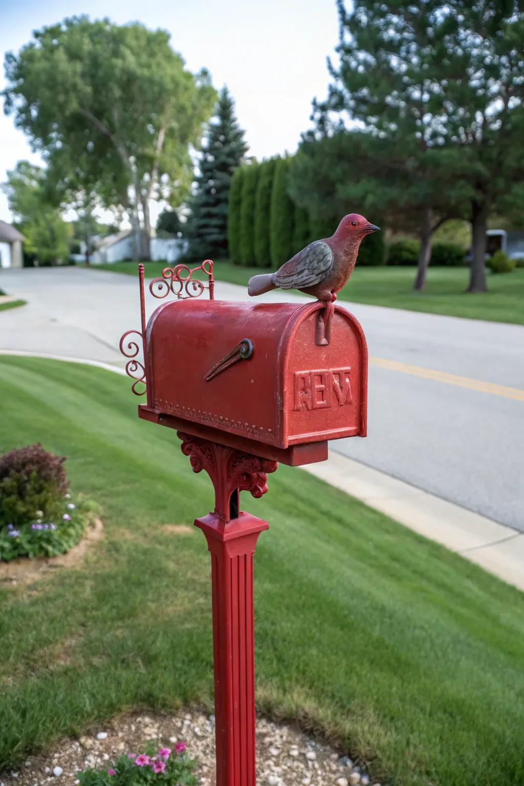 A decorative topper brings a personalized touch to your mailbox.