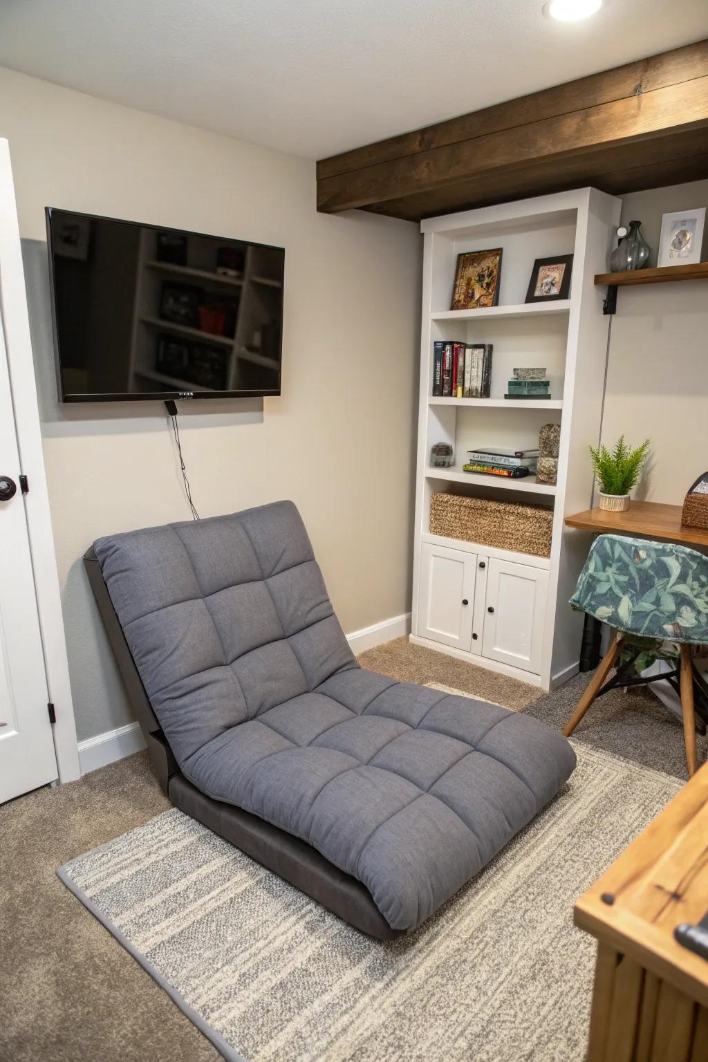Save space with a multi-functional futon chair.