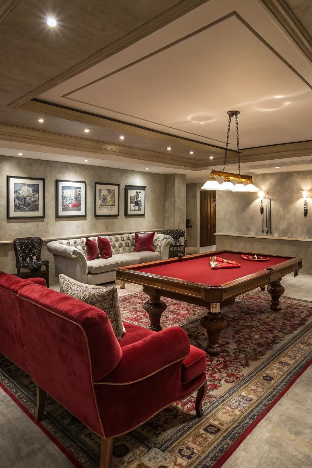 Create a statement with a pool table that doubles as a focal point.