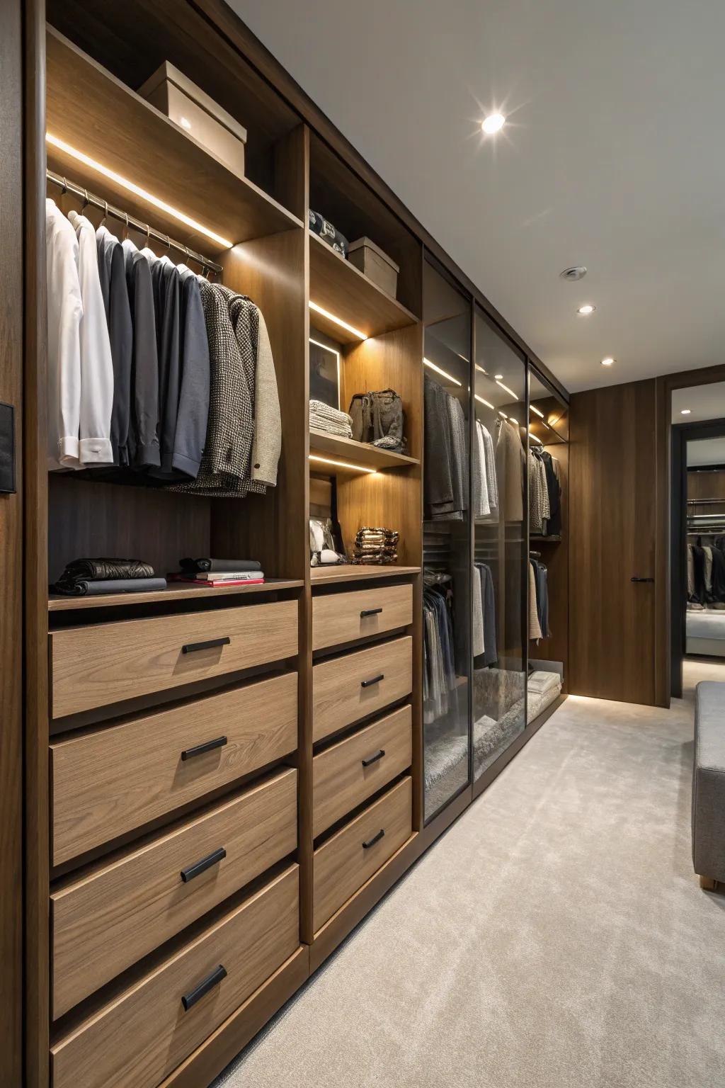 Functional drawers and cabinets for organized storage.