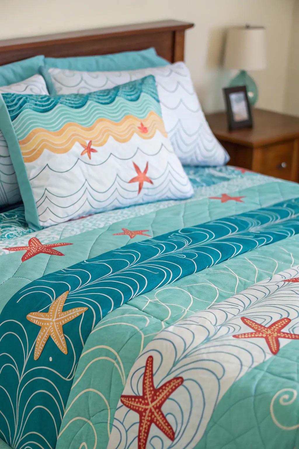 Bedding that stimulates dreams of the ocean.