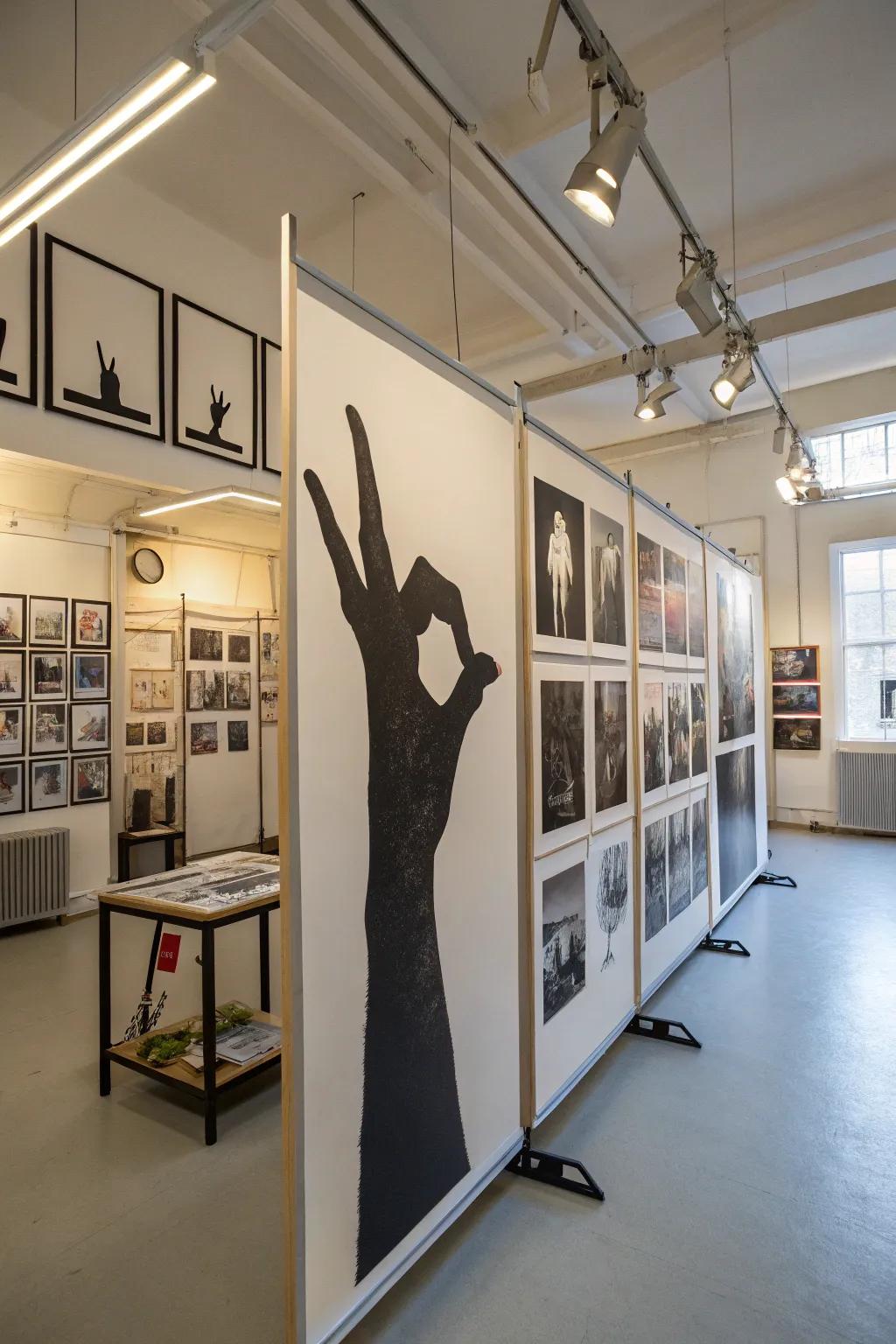 Hand gestures morph into shadows, revealing hidden forms.