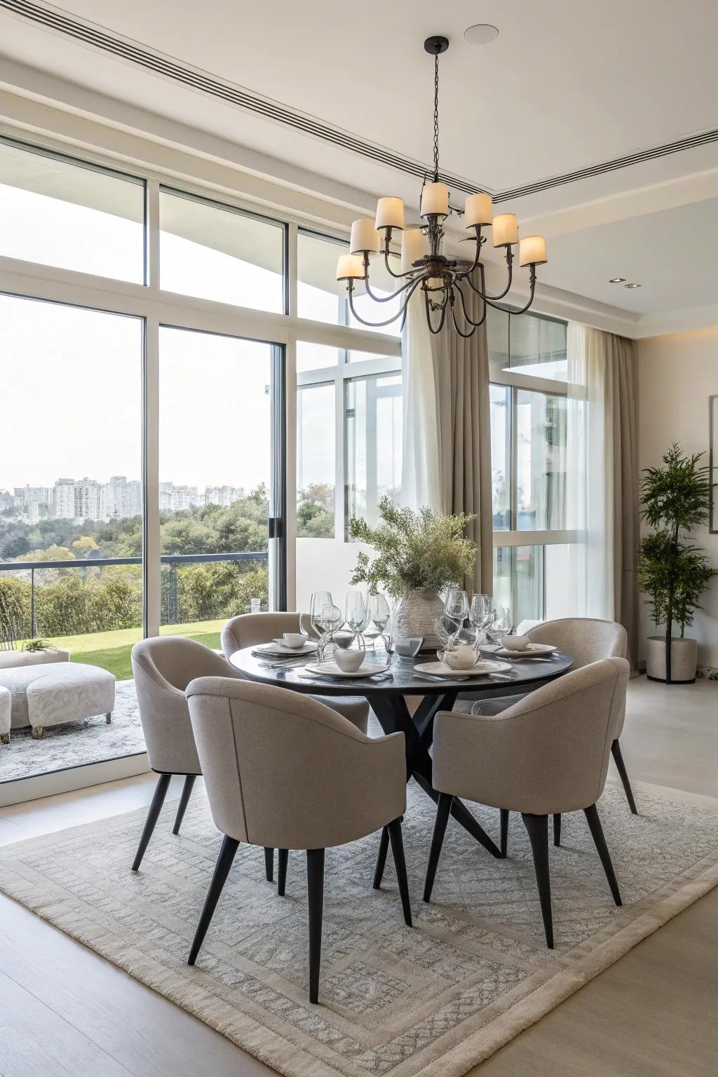 A versatile dining area in a flex room.
