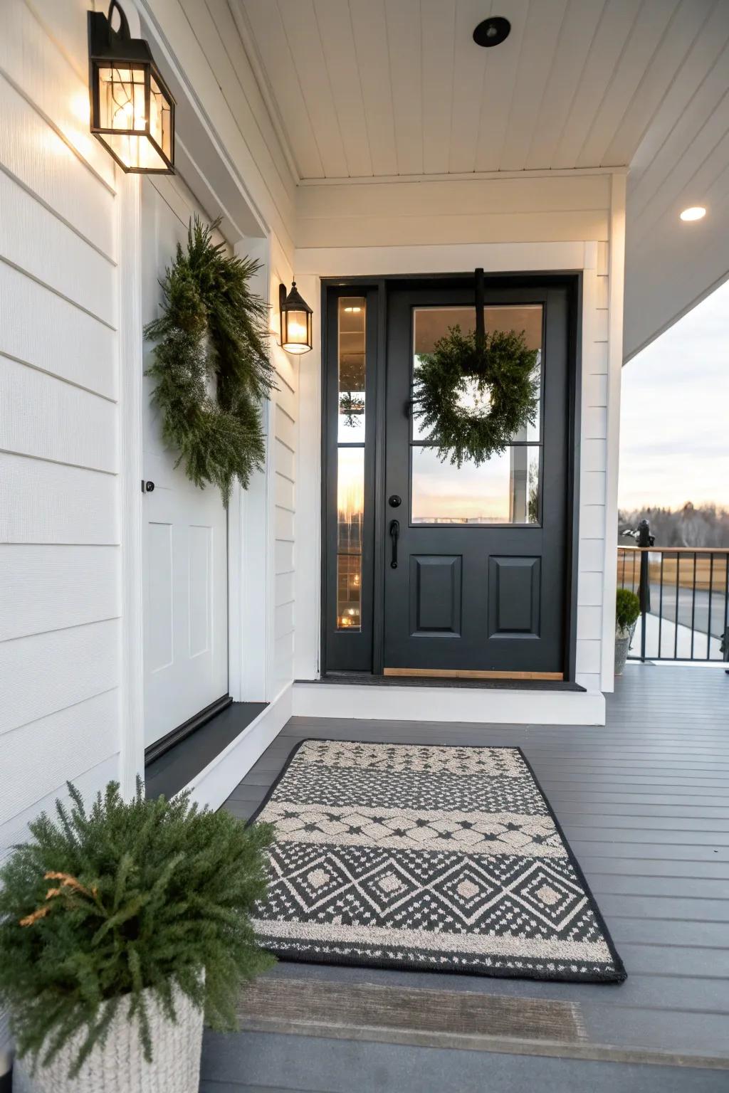 Subtle decor adds personality to a contemporary porch.