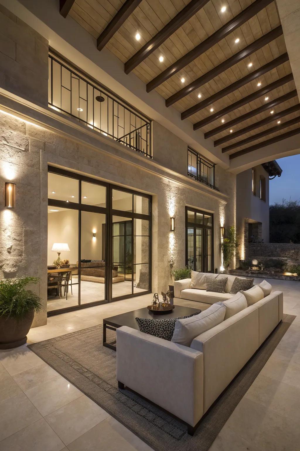 Illumination that accentuates the beauty of contemporary architecture.