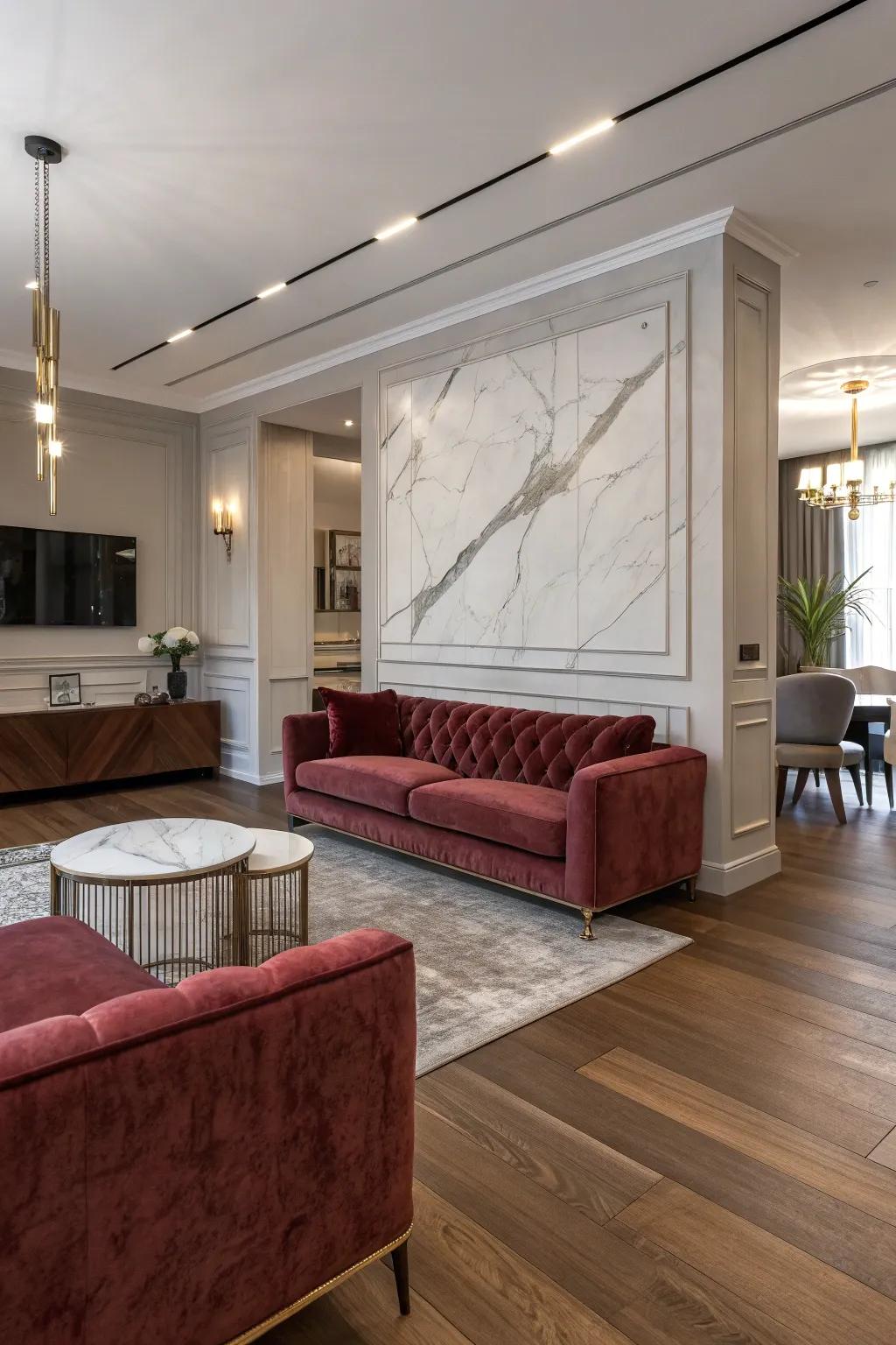 A modern interior demonstrating a blend of textures for visual interest.