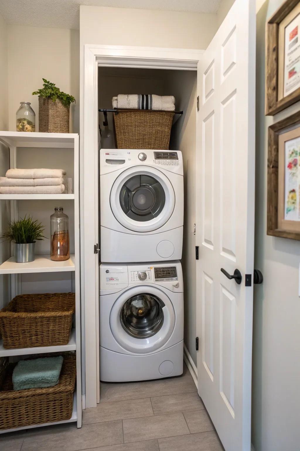 Small areas can be transformed into efficient laundry zones.