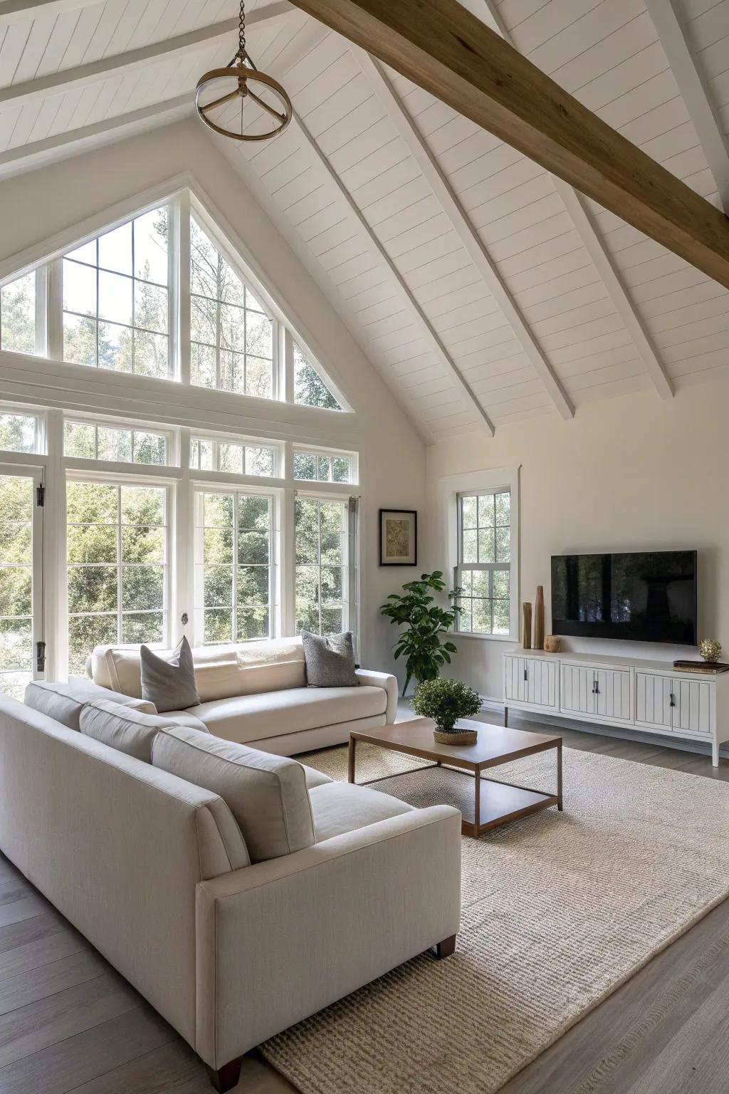 Minimalistic décor enhances the refined and spacious sensation of this living space.