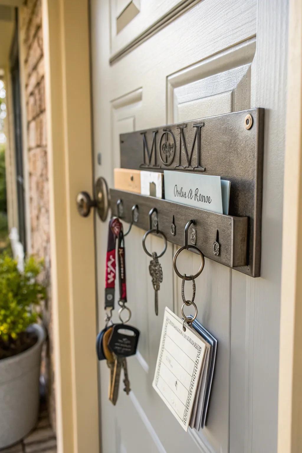 A personalized key holder that combines utility with style.