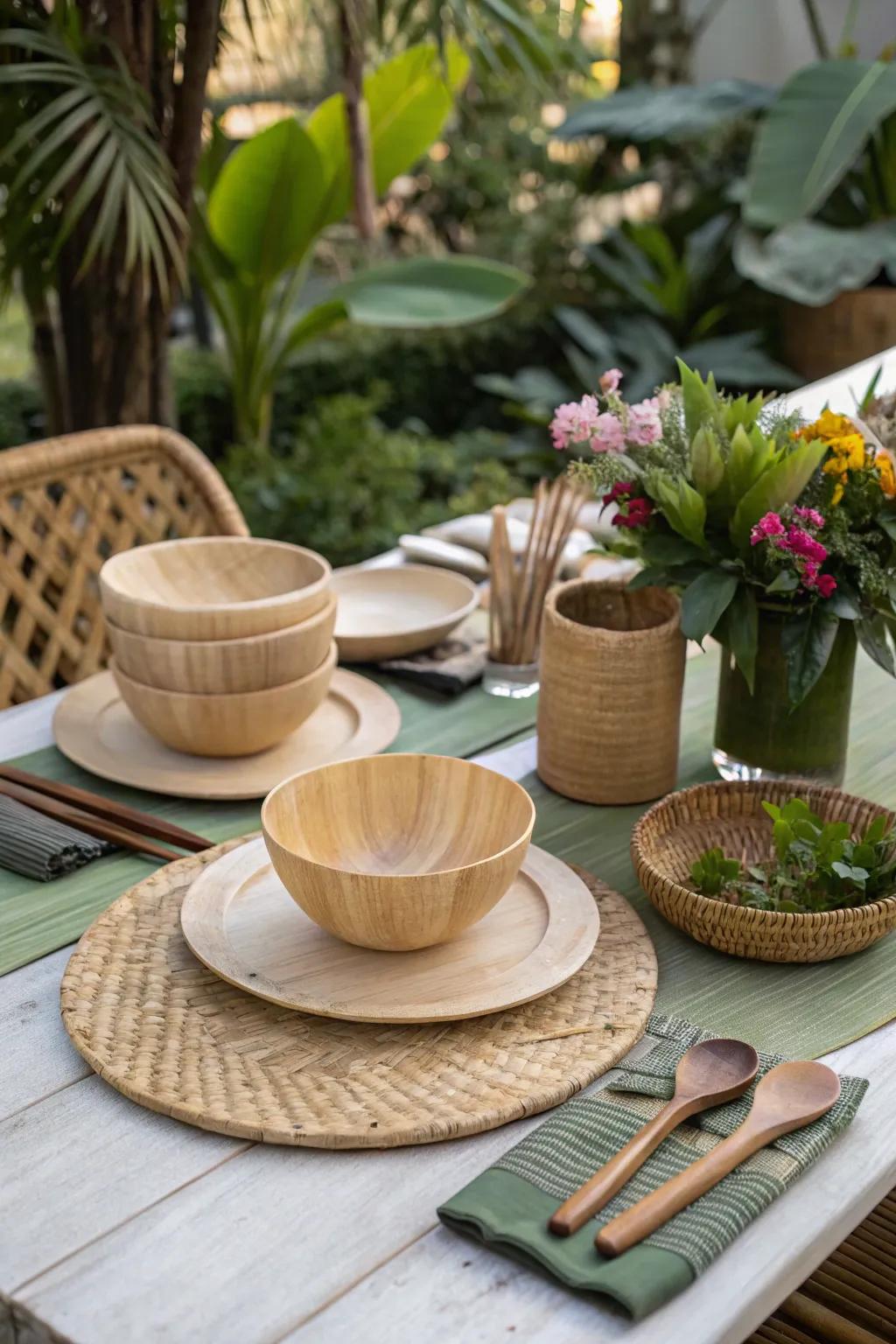Celebrate eco-friendly dining with biodegradable tableware.