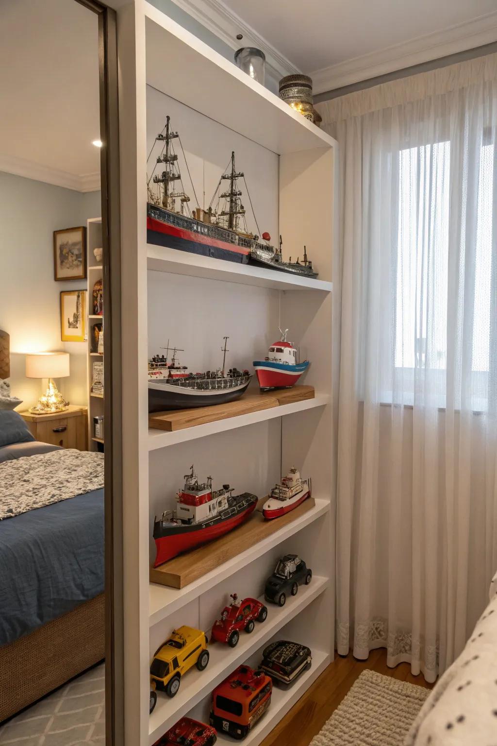 Scale model ships add class and intrigue to the decor.