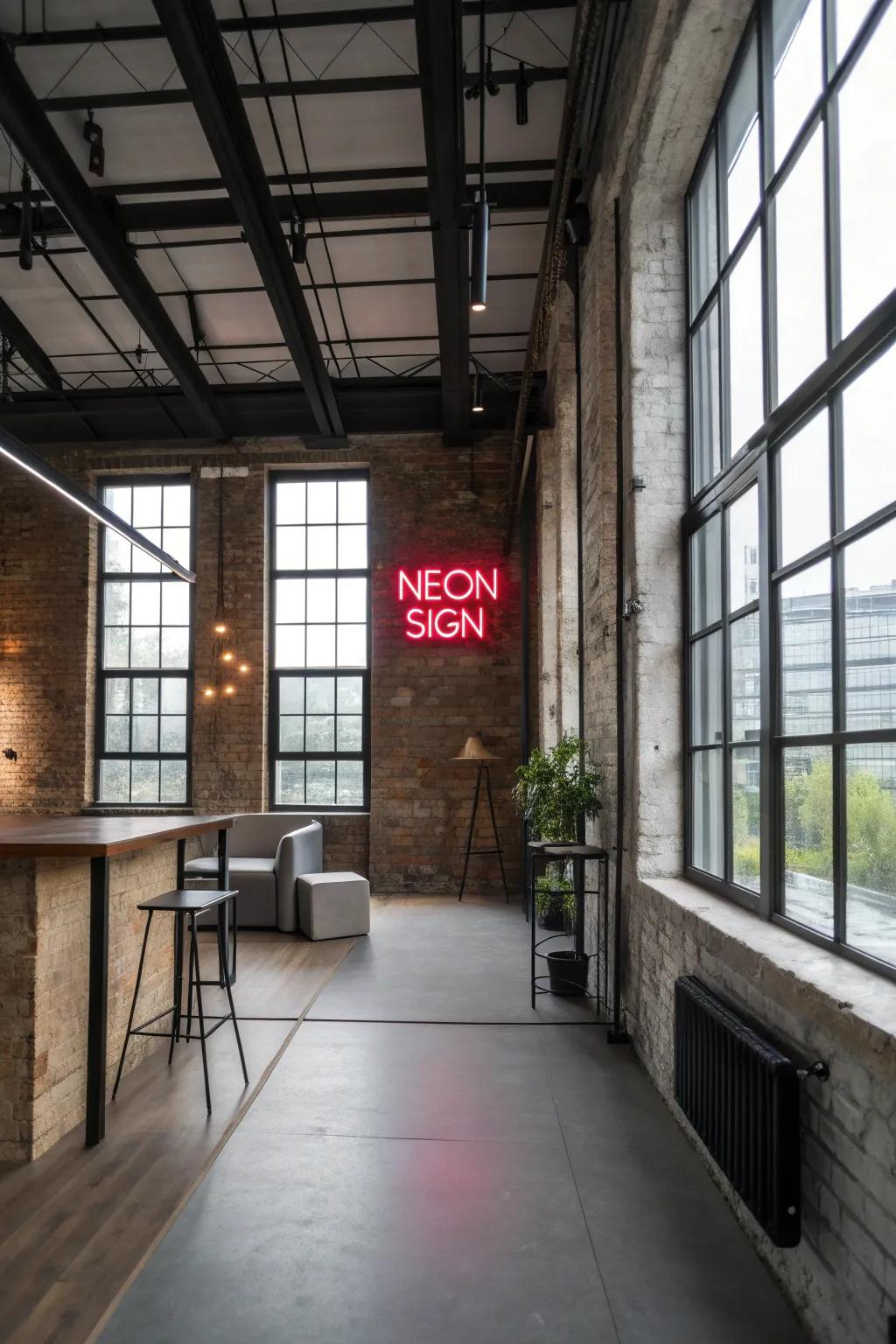 Achieve contemporary chic with a streamlined neon design.