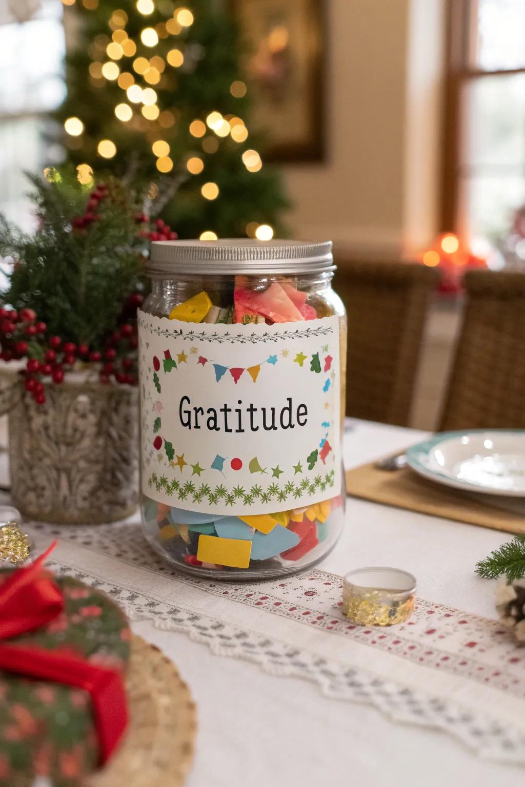 A thoughtful gratitude jar, perfect for holiday reflections.