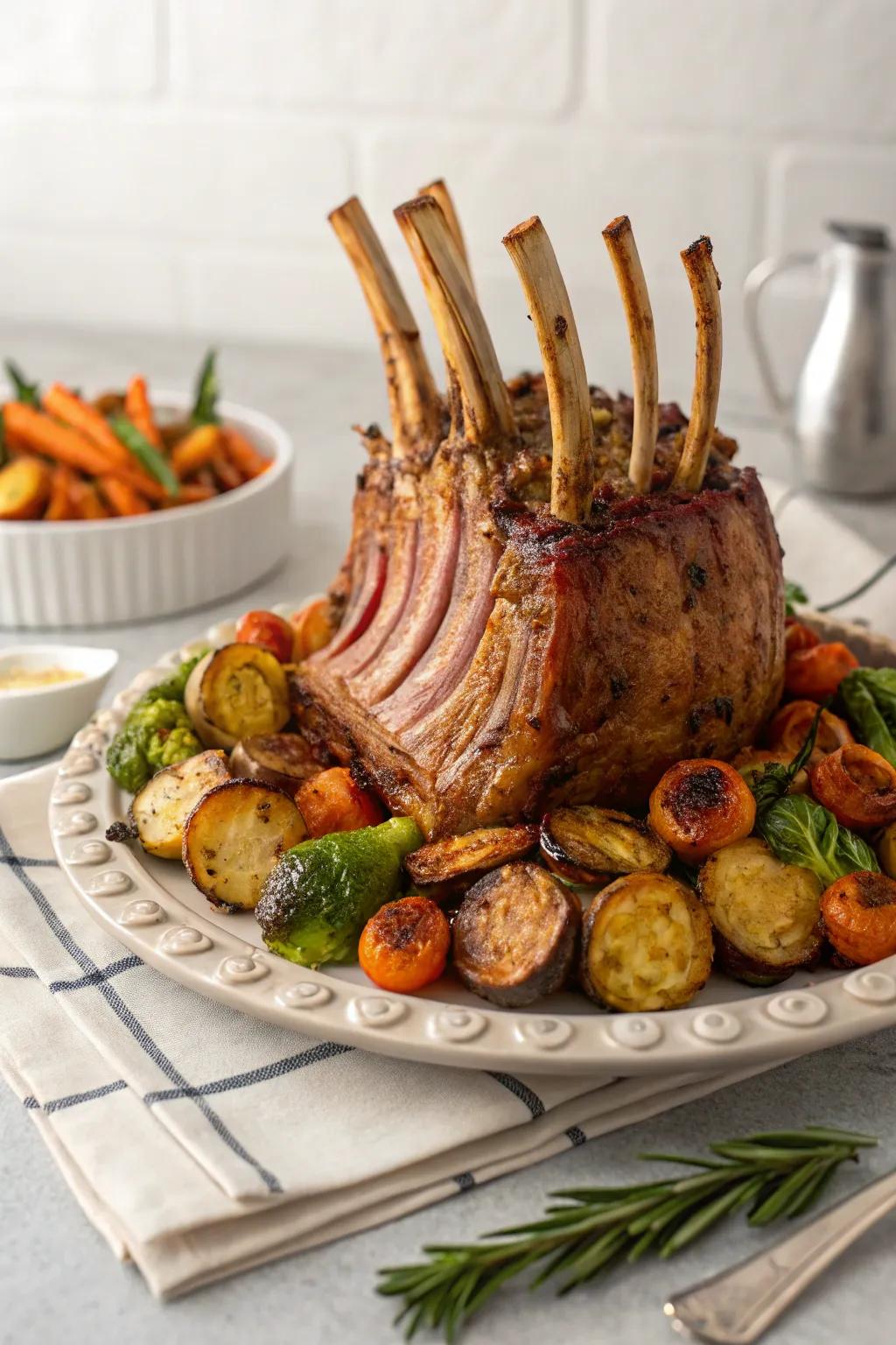 A magnificent classic pork roast, setting the stage for a memorable New Year's celebration.