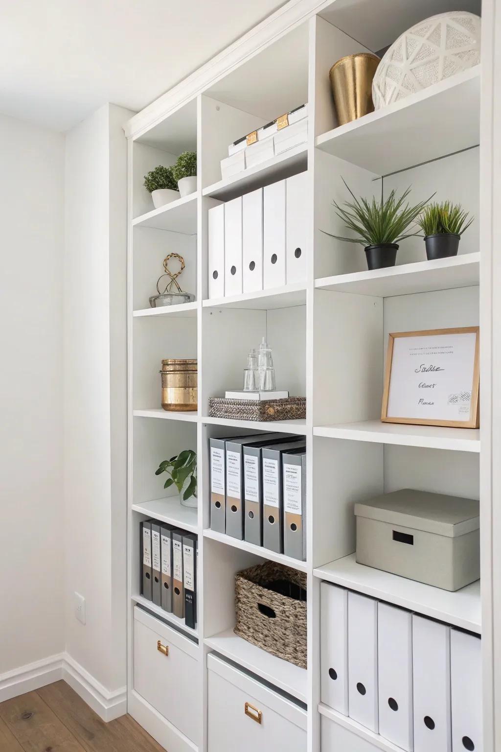 Ivory minimalist placements sustain your office manifesting pristine and refined.