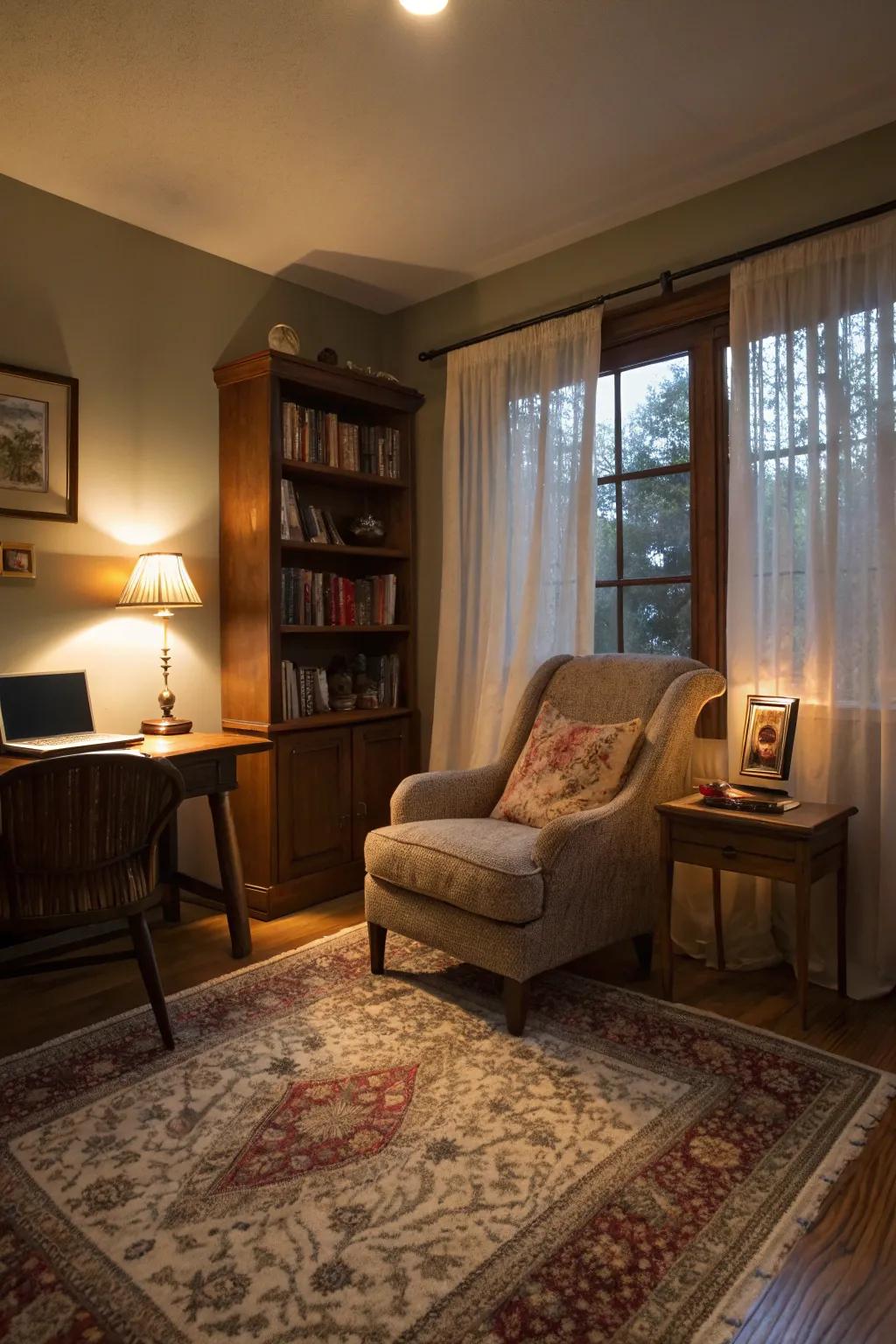 Transform your office den into a cozy haven.