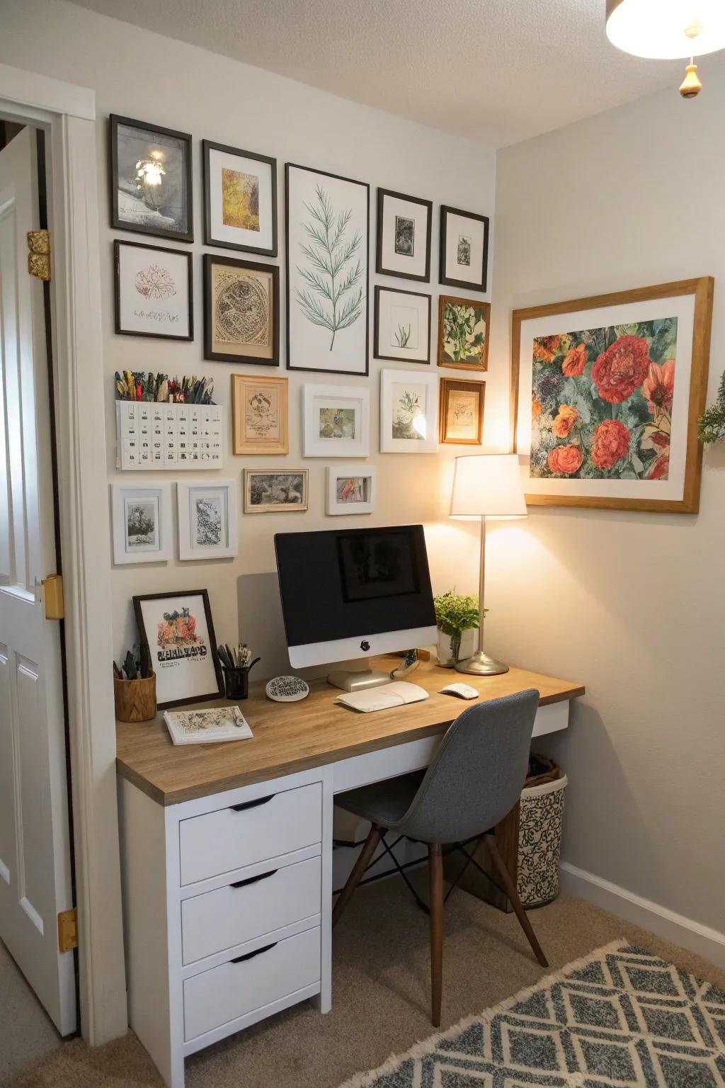 Incorporate art to personalize and energize your workspace.