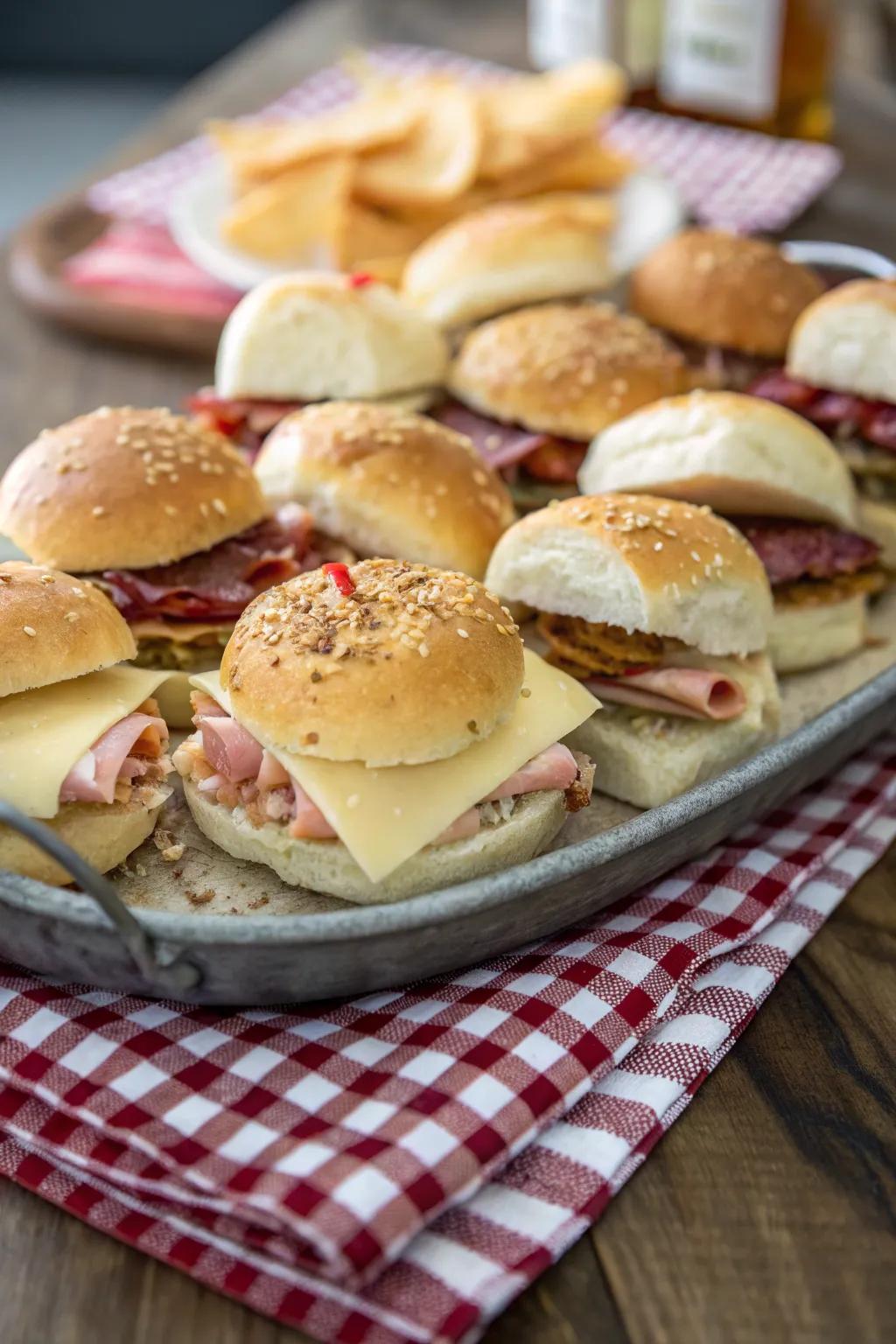 Mini 'camp sandwiches' perfect for snacking on the go.