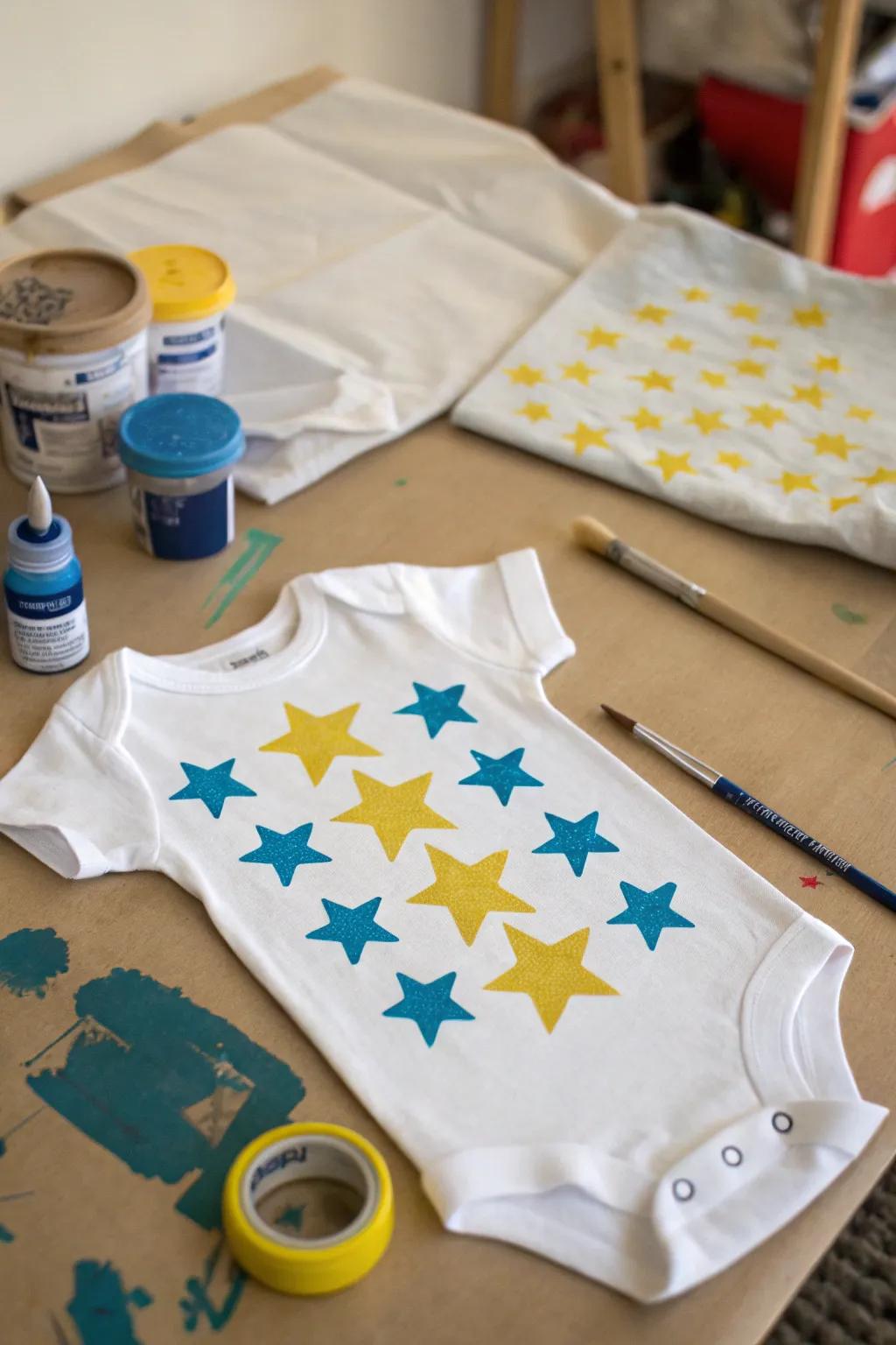 A stylish onesie featuring contoured art for a polished appearance.