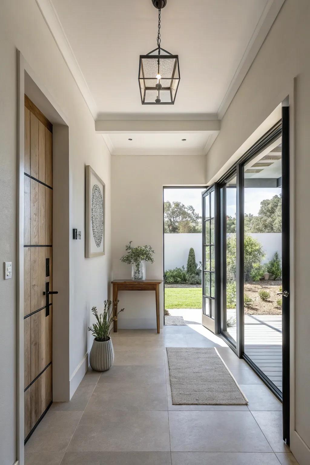 A minimalist entryway highlights the appeal of simplicity and order.