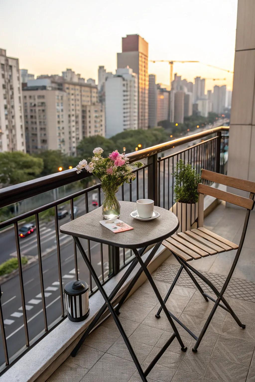 Amplify small spaces with a practical, foldable dining arrangement.