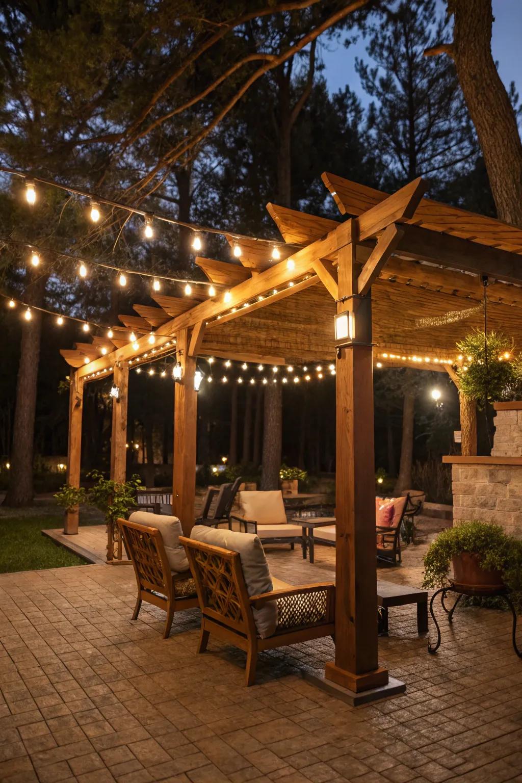 Festoon illumination fashions a warm and intimate vibe in your outdoor sanctuary.