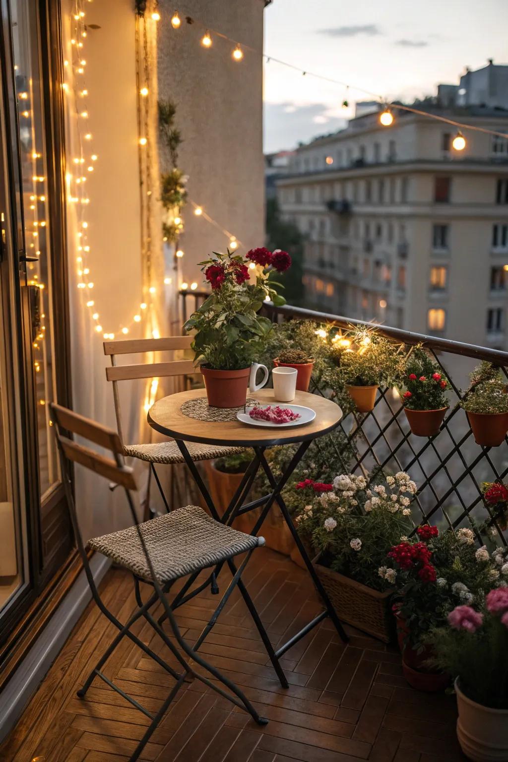 Bistro sets transform compact outdoor spaces into elegant retreats.