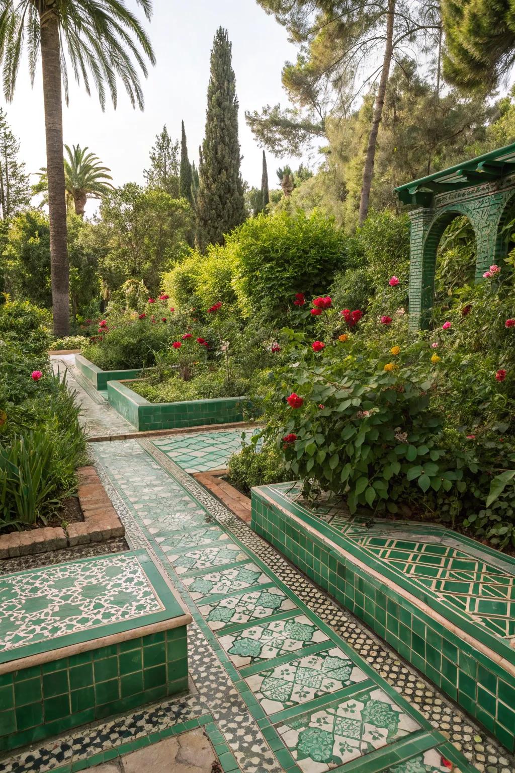 Unite your tiles with nature for a balanced look.