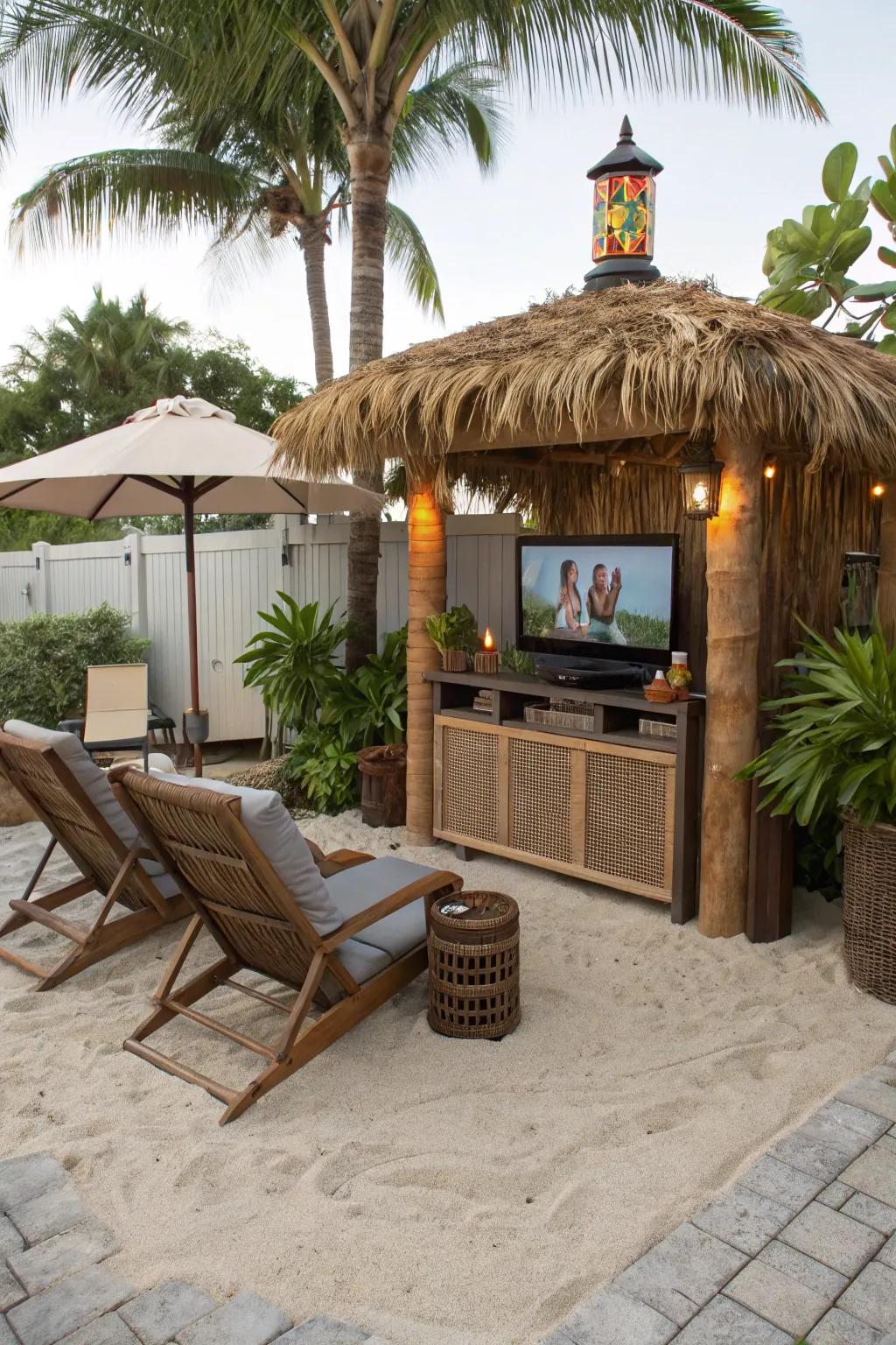 Sense the sand between your toes through a coastal-inspired TV setup.