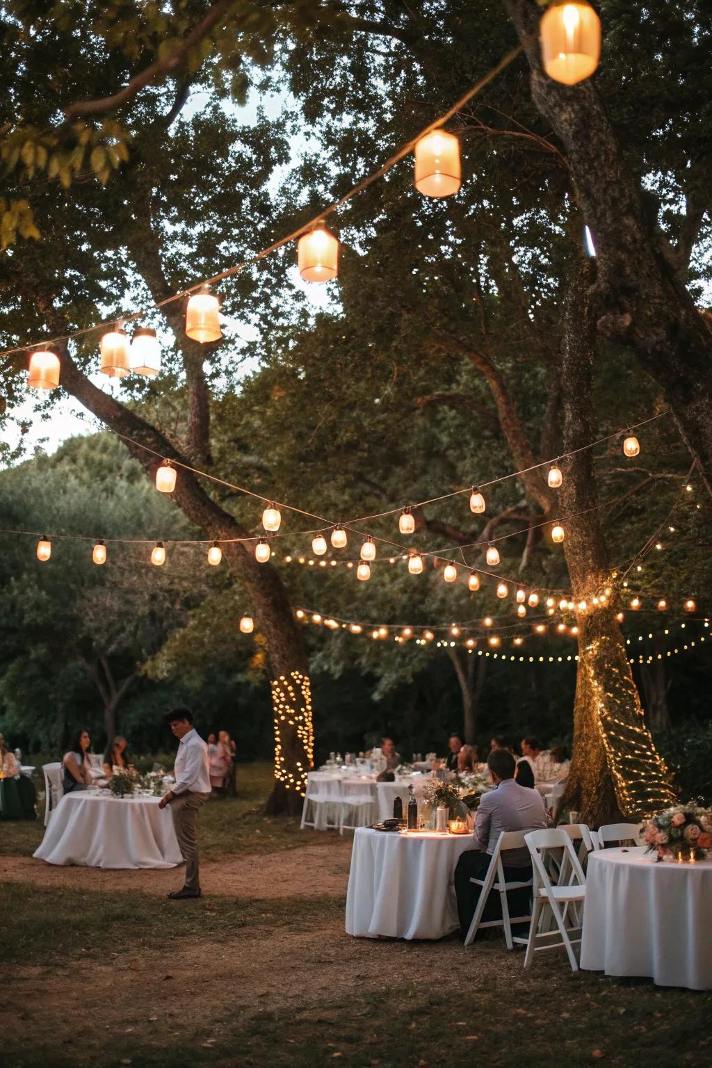 Fashion a cozy setting using thread and lamp illumination.