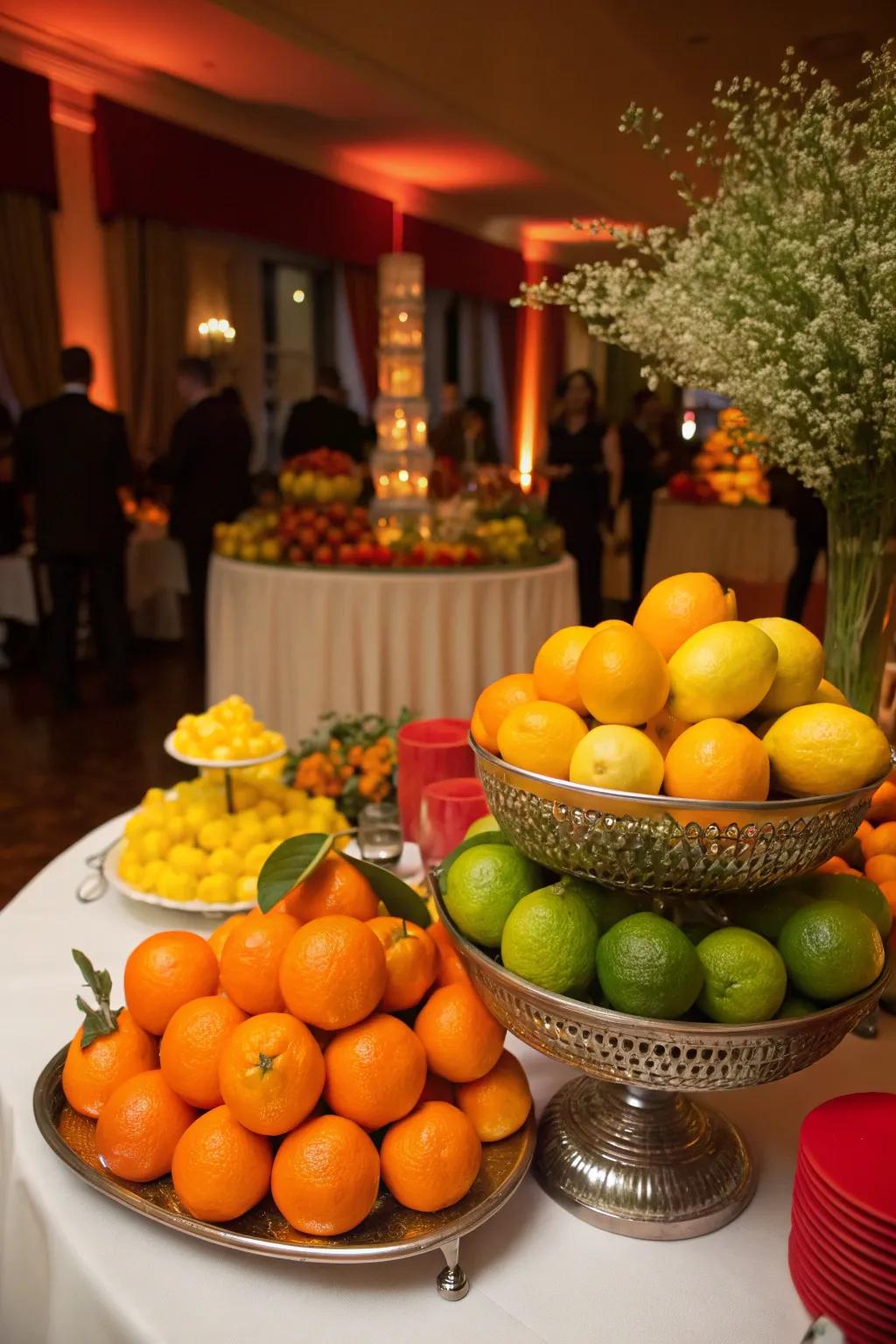 Citrus fruits adding a fresh and colorful element to the table