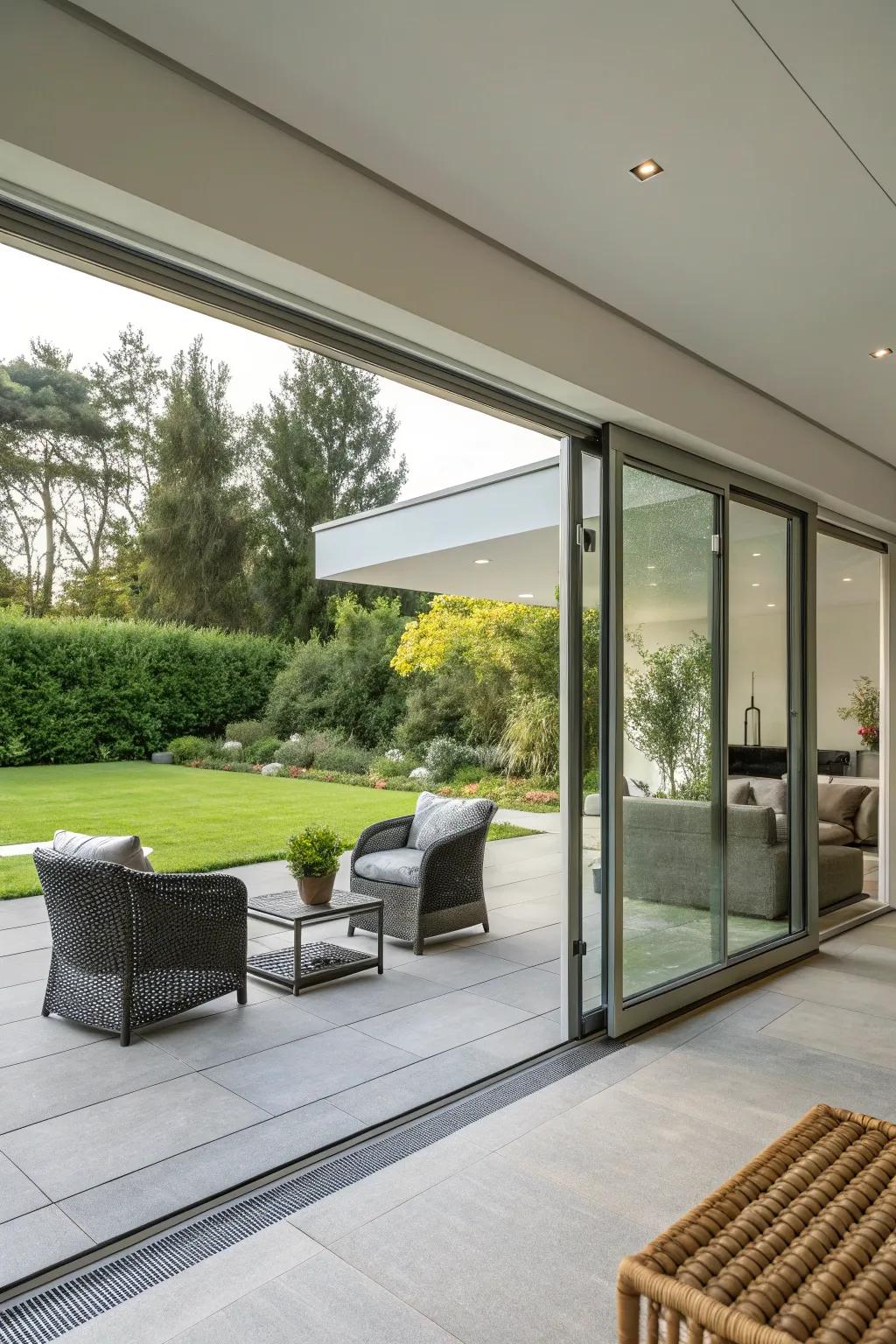 Aluminum doors merge robustness with a contemporary aesthetic.