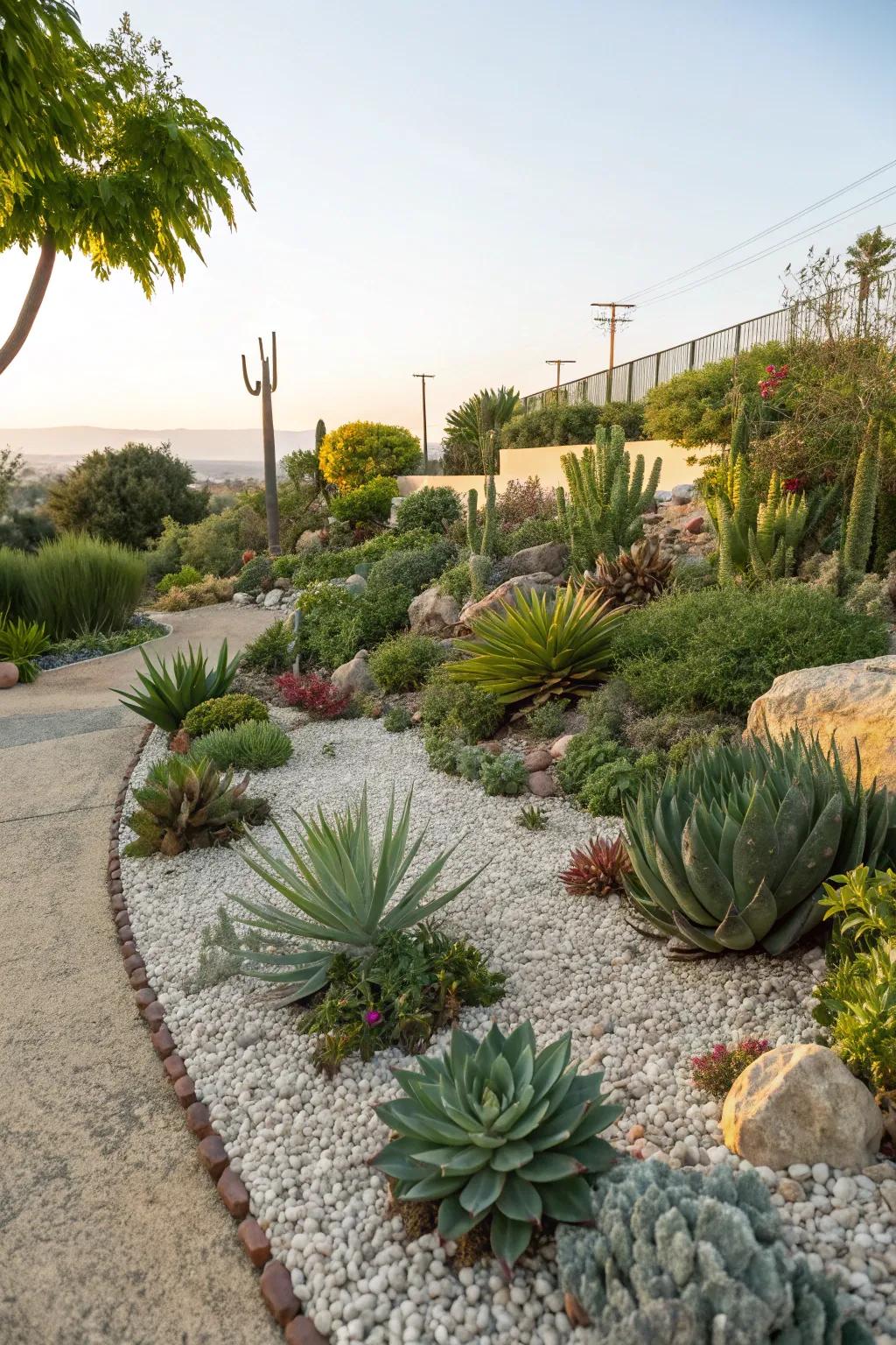 An incredible mixture of structure and feel inside a thick-leaved plant lawn.