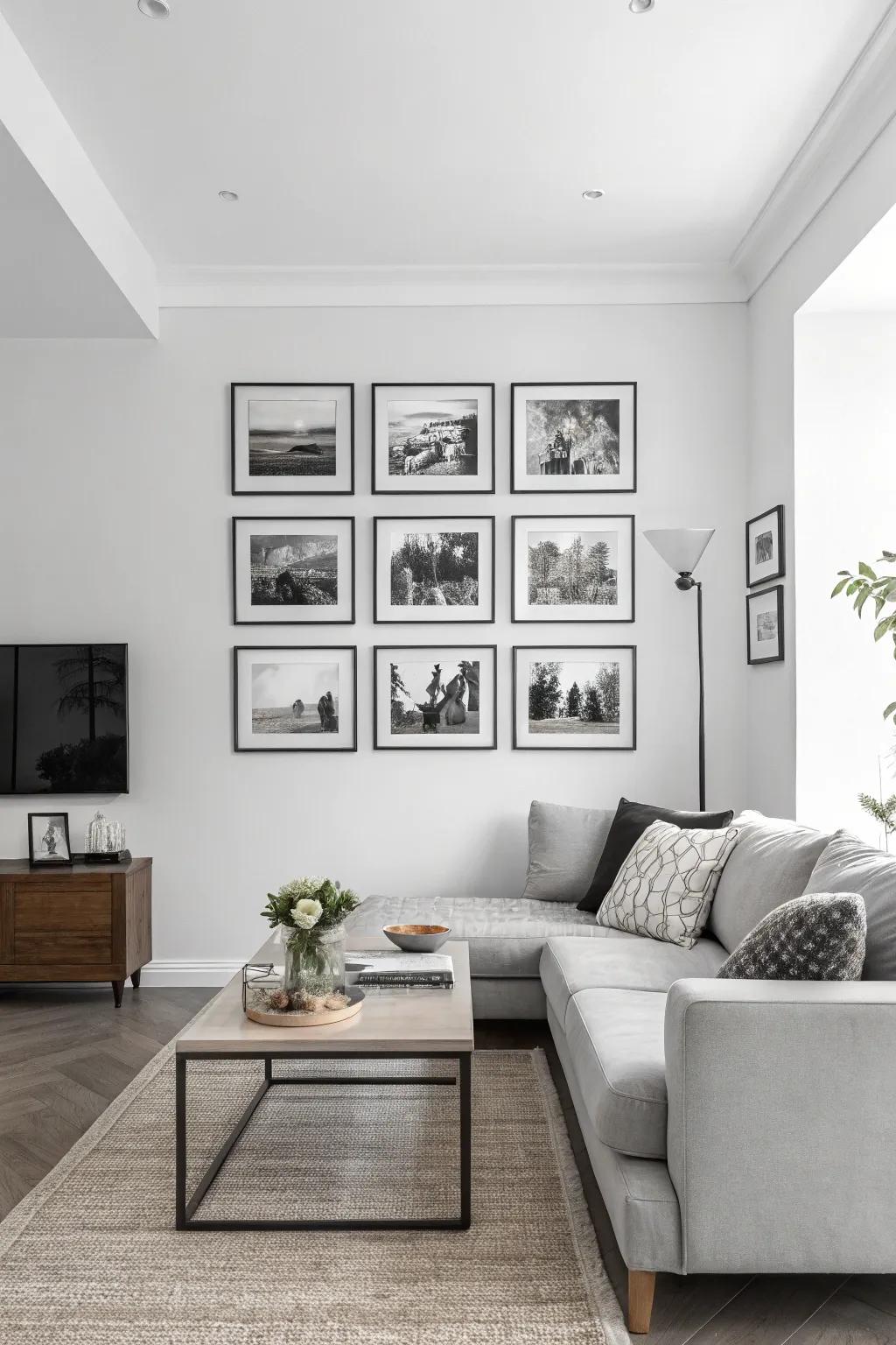 Achieve classic elegance with a black-and-white photo collage.