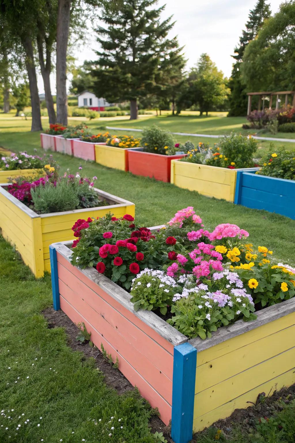 Infuse personality into your garden with colorful raised flower beds.