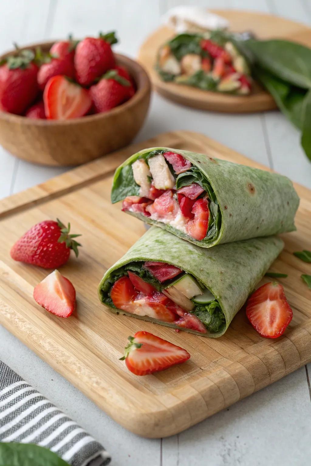 Strawberry spinach wraps are both healthy and delicious.