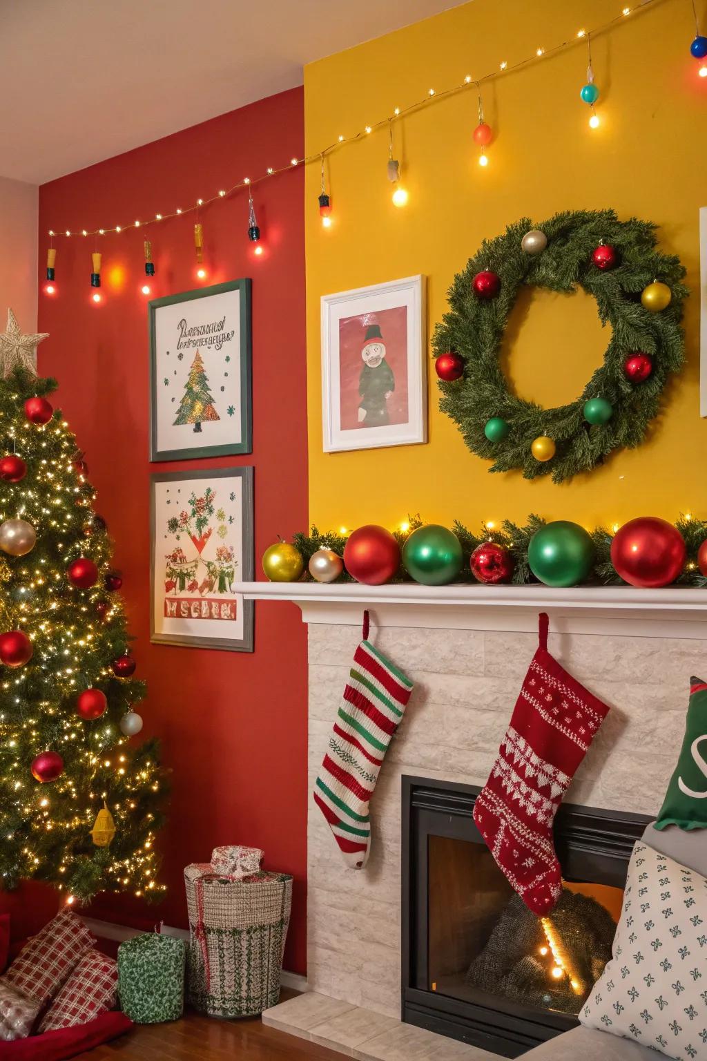 Employ Christmas wall art to inject holiday character into your living areas.