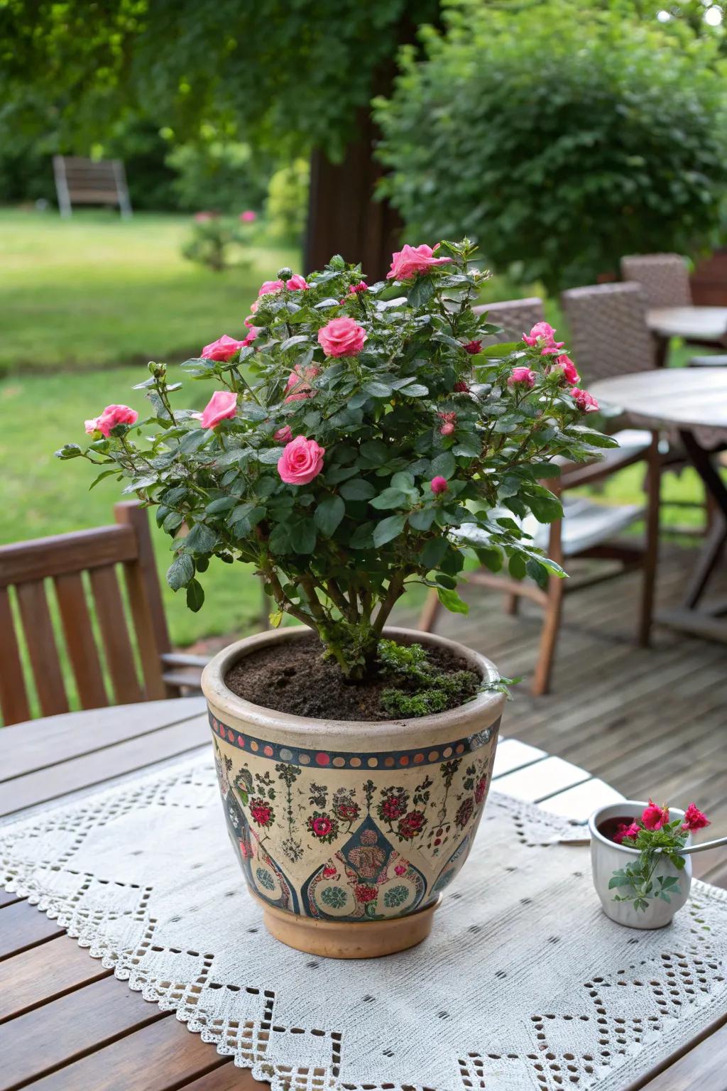 Charming mini rose bushes, a fragrant and colorful gift for mom.