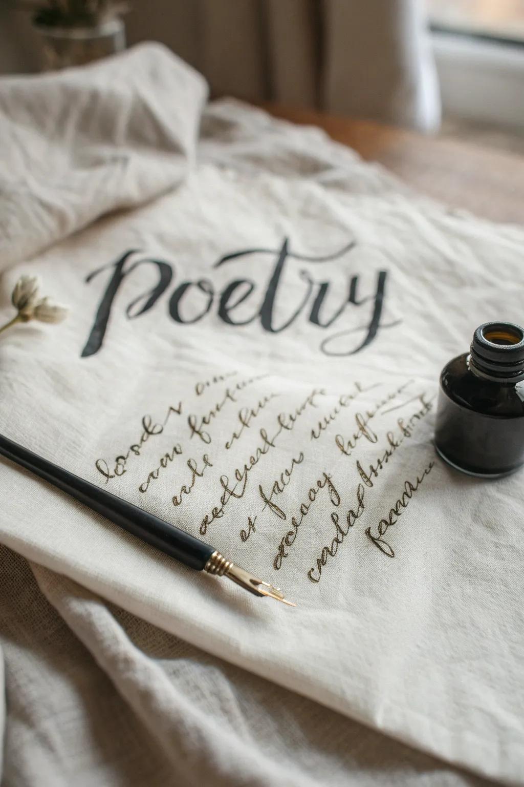 Penmanship artistry infuses poems with a personally crafted sophistication.
