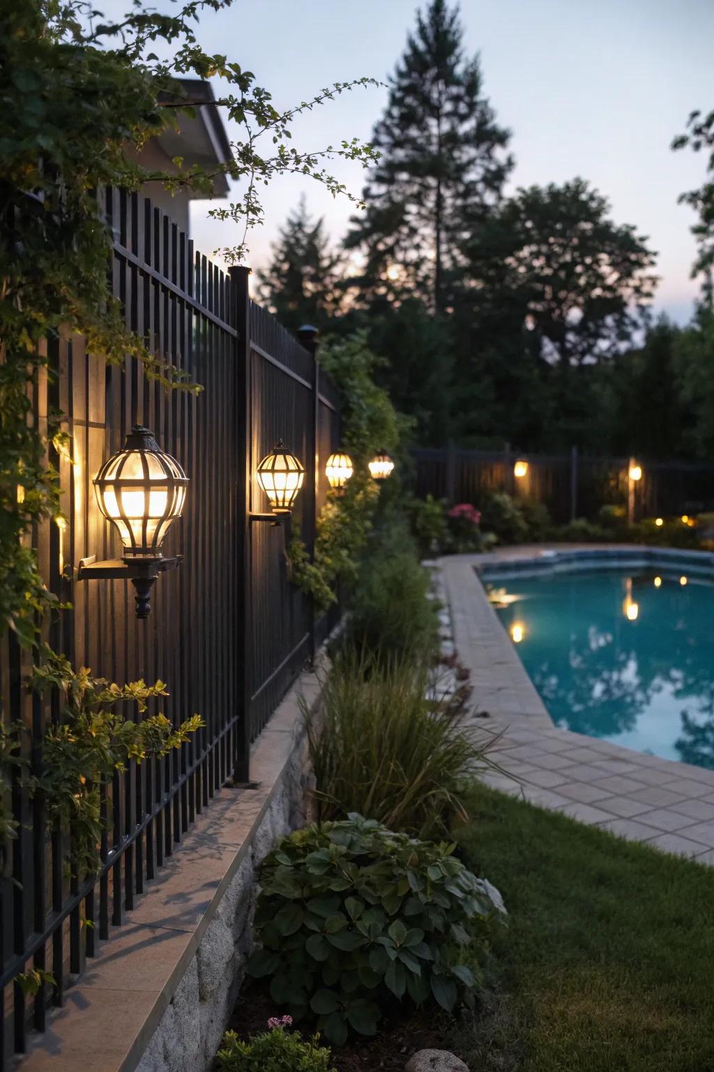 Wall lighting adds to safety and atmosphere.