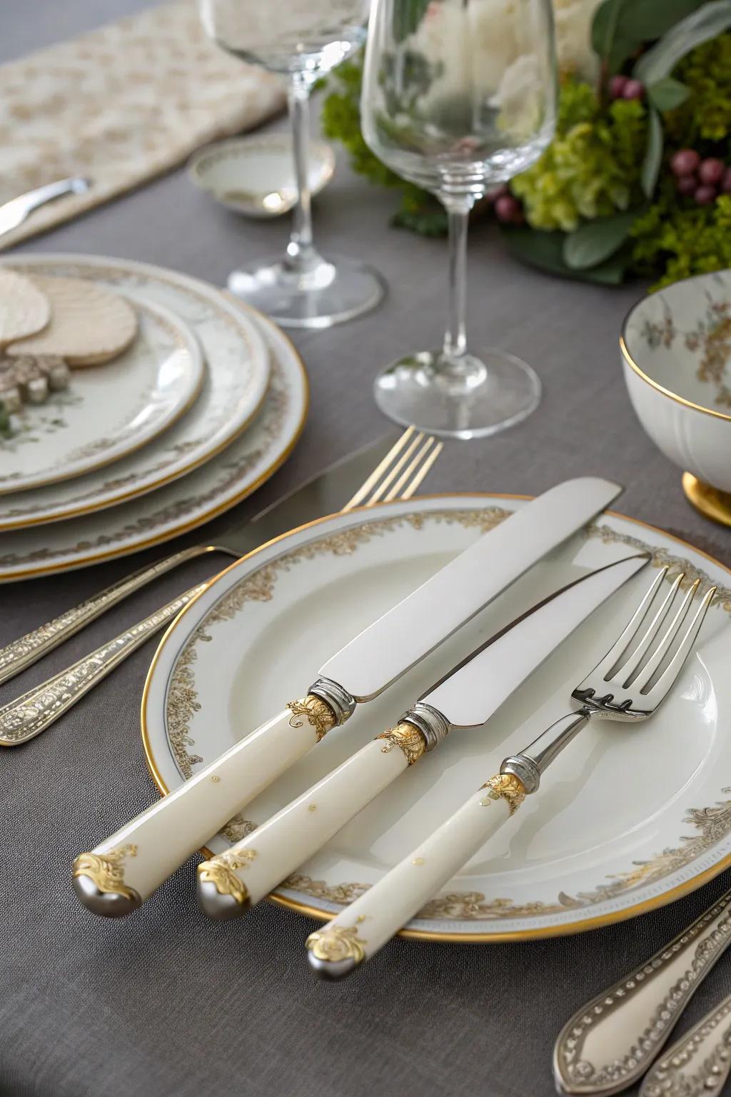 Porcelain table cutlery rests introduce sophistication to any dining arrangement.