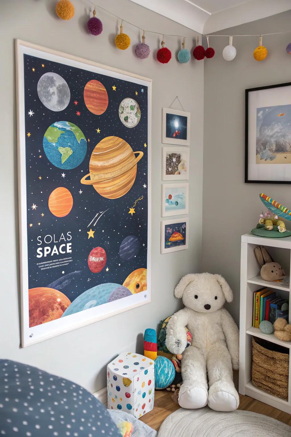 A space adventure poster that takes kids on a cosmic journey.