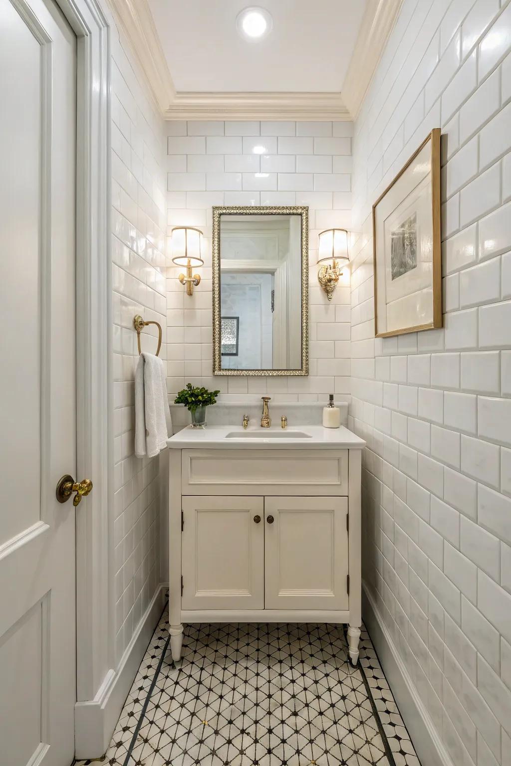 Classic ivory tiles create a fresh and airy atmosphere.