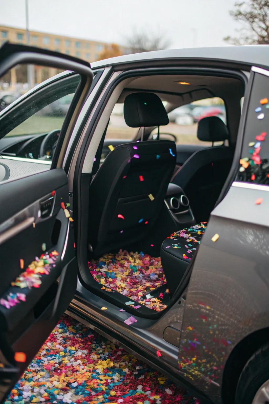 Confetti creates a moment of surprise and celebration.